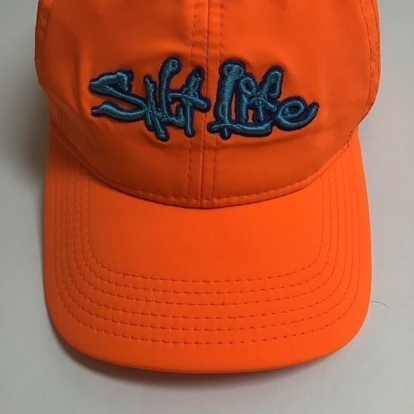 Salt Life Neon Orange YOUTH Hat Cap Aqua Embroidery Adjustable Slide Strap Beach - Picture 4 of 14